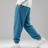  Men's Sweatpants Joggers Trousers Corduroy Pants Baggy Pants Drawstring Pleated Elastic Cuff Plain Comfort Breathable Full Length Outdoor Casual Daily Vacation Sports Blue Black Micro-elastic