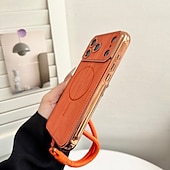 ieftine Carcase iPhone-telefon Maska Pentru iPhone 17 Pro Max 17 Air 16 15 14 Pro Max Plus 13 Pro Max Capac Spate Acceptă încărcarea fără fir cu curea de mână Anti Șoc Retro Placare