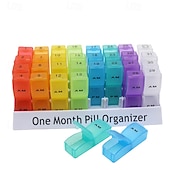 levne úschovna zavazadel a cestování-Měsíční organizér na léky 2krát denně, krabička na léky na 31 dní s přihrádkami dopoledne a odpoledne, velký měsíční organizér na léky na vitamíny a doplňky stravy &amp;léky, cestovní pouzdro na léky, bez