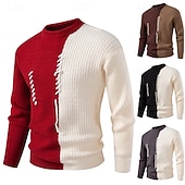 abordables suéter de los hombres-Hombre Pulóveres Suéter de punto Suéter desgastado Estriado Tejer Tops regulares Retazos Bloque de Color Plano Cuello Barco Prendas de punto Moderno Casual Ropa Cotidiana Ropa Otoño invierno Negro