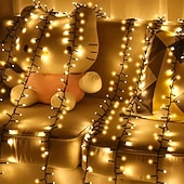 Недорогие LED ленты-Светодиодная гирлянда для рождественской елки, 10 м, 500 светодиодов, гирлянда с теплым белым светом, 8 режимов мерцания, декоративная гирлянда для домашнего рождественского праздничного освещения,