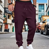 ieftine cargou-Bărbați Pantaloni de sport cargo Pantaloni Sport Joggeri Pantaloni Pantaloni Waffle Cordon Buzunar Talie elastică Simplu Confort Απαλό Zilnic În aer liber Concediu Vacanță Modă Negru Verde Militar