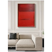 baratos Pinturas Abstratas-Pintura a óleo artesanal em tela, arte de parede abstrata com textura vermelha, decoração para sala de estar, hall de entrada, decoração para casa, pintura enrolada sem moldura e sem esticar.