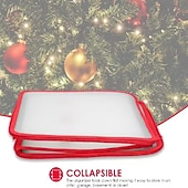 abordables Stockage de Noël-Boîte de rangement pour décorations de Noël avec 64 compartiments, fermeture éclair, en plastique vinyle, avec poignée, idéale pour ranger les petites décorations de fêtes.