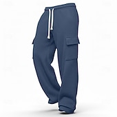 preiswerte Fracht-Herren Waffel Cargo-Hosen Cargo-Jogginghose Hose Gerade geschnittene Sweatpants Kordelzug Elastischer Bund Mehrere Taschen Einfach Feuchtigkeitsableitend Atmungsaktiv Volle Länge Sport im Freien