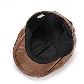 olcso Férfi kalapok-Férfi Vadászsapka Ascot Hat Newsboy Hat Fekete Kávé PU bőr Divat Alkalmi Utca Napi Sima Állítható Fényvédő Légáteresztő