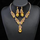 baratos Conjutos de Bijuteria-2pcs Conjuntos de joias de noiva For Mulheres Roxo Azul Vermelho Casamento Traje de festa para noite Liga Geométrico