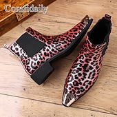 cheap Chelsea Boots-Men's Brown Leopard Print Chelsea Boots – Trendy and Bold Design, Ideal for Casual Wear, Street Style and Fashion-forward Occasions
