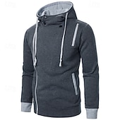abordables sweats à capuche basiques pour hommes-Homme Sweat à capuche Noir Gris Clair Gris foncé À capuche Bloc de Couleur Patchwork Avec Poches Sport &amp; Loisir Quotidien Fête Polyester Streetwear Basique Occasionnel Automne Hiver Vêtement Tenue