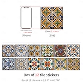 Χαμηλού Κόστους Αυτοκόλλητα πλακιδίων-12 τεμάχια αυτοκόλλητα πλακιδίων τοίχου 3d peel stick 6x6 in, παχύ μωσαϊκό κρυστάλλου αφρού pe, αδιάβροχο backsplash για κουζίνα, μπάνιο &amp;διακόσμηση σπιτιού, μεταλλικό κουτί δώρου με πάνελ τοίχου