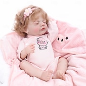 preiswerte Puppen-Lebensechte Reborn-Babypuppen - 22 Zoll Schlafende realistische Neugeborene Babypuppen mit weichem Stoffkörper und Fütterungs-Spielzeug für Kinder ab 3 Jahren Weihnachtsgeschenk