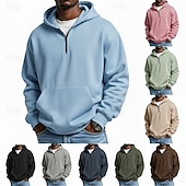 billige grunnleggende hettegensere for menn-Herre Hattetrøje Genser Hettegenser med glidelås Rosa Militærgrønn Lysegrønn Lyseblå Med hette عادي Lomme Quarter Zip Avslappet Daglig Sport &amp; Utendørs Polyester Gatemote Sportsklær Fritid Høst Vinter