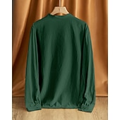 economico Camicie di lino-Per uomo Camicia Camicia di lino Camicia popover Camicia casual Camicia di cotone Semplice Vacanza Camicia hawaiana Nero Bianco Cachi Verde militare Manica Lunga Colletto alla coreana Primavera