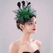baratos Fascinadores-Decoração de Cabelo Presilha de cabelo Pena Casamento Aniversário Elegante Vintage Estilo bonito Com Penas Miçangas Capacete Chapéu