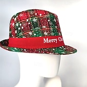 levne Pánské vánoční styly-Pánské Sluneční klobouk Párty Čapka Vánoční čepice Rubínově červená Polyester Módní Na běžné nošení Vánoce Večírek Pléd Sněhová vločka Proti sluci Prodyšné
