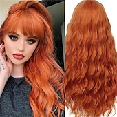 Недорогие Карнавальные парики-Карнавальный парик 2026 Фиолетовый Зеленый Оранжевый Кудрявый Волнистый Длинные Синтетический фестивальный парик Вторник на масляной неделе Парад Волосы для косплей-костюма для Женский