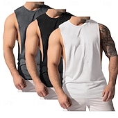 baratos Tops de ginásio-Homens Malha Íntima Colete Camiseta Interior camisa sem manga Sem Manga Decote V Decote Redondo Verão Tecido Moda Clássico Confortável 3 Peças Multi-pack Rua Casual Esportes A B C Top Tee para Homens