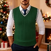 preiswerte Herrenpullover-Herren Pullunder Kleid Pullover Pullover Weste Strickpullover Gerippt Zopfmuster Stricken Normale Oberteile Gestrickt Einfach V Ausschnitt Mode Lässig Urlaub Alltagskleidung Bekleidung Herbst Winter
