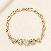 billige Armbånd-Kubisk Zirkonium Klassisk geometriske Kjæreste Elegant Personalisert Enkel trendy Chrome Armbånd Smykker Sølv / Gull Til Bryllup Fest Engasjement Skoleball