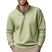 voordelige Klassieke polo voor heren-Voor heren Polo Poloshirts Vakantie Straat Kwart ritssluiting Lange mouw Modieus Basic Effen Lente Herfst Getailleerd blauw Zwart Wit Groen Lichtgroen Polo