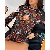 Χαμηλού Κόστους Rash Guards One Pieces-Γυναικεία Προστατευτικά Μαγιό Ολόσωμα μαγιό Γραφική Μπόχο Δίχτυ Προστασία UV Αναπνέει Μακρυμάνικο Μαγιό Σέρφινγκ Παραλία Διακοπές Άνοιξη