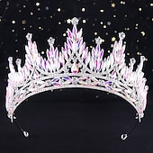cheap Tiaras &amp; Crowns-Crown Tiaras Headdress Alloy Wedding Birthday Elegant Vintage With Rhinestone Crystal Headpiece Headwear