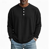 economico T-shirt in velluto a coste-Per uomo Maglietta Camicia di Velluto a Coste Camicia a Maniche Lunghe Manica Lunga Henley Primavera Autunno Inverno Semplice Striscia di Fossa Moda Designer Essenziale Puro Vacanza Streetwear Casuale