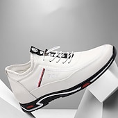 Недорогие Кэжуал кроссовки-Мужские белые спортивные туфли из искусственной кожи на легкой подошве - удобные кроссовки для спорта и активного образа жизни.