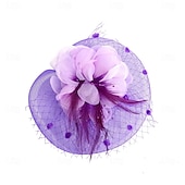 levne fascinátory-Čelenka Tyl Látka 30. léta Svatební Čajový dýchánek Dostih koktejl Elegantní Vinobraní S Peří Přílba Pokrývky Hlavy