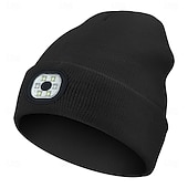 olcso Beanie fejhallgató-Kötött Fejlámpás Sapka Új Kültéri LED Világító Sapka USB Újratölthető 1.5-3W Áramellátás Gombvezérlés Type-C Töltés Éjszakai Kerékpározáshoz és Futáshoz Fejfedő Valentin-napi ajándék