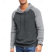 baratos hoodies básicos dos homens-Homens Moletom Estacionar Preto Cinza Claro Cinzento Escuro Cinzento Com Capuz Bloco de cor Com Cordão Desportos e Ar livre Casual Diário Impressão 3D Roupa de rua Roupa de Esporte Casual Outono