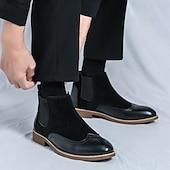 preiswerte Chelsea -Stiefel-Braune Chelsea-Boots aus Kunstleder für Herren – stilvoll und elegant, perfekt für Business Casual, formelle Anlässe und den Alltag.
