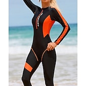 ieftine Rash guards One Piece-Pentru femei Protecție anti-erupții cutanate pentru tot corpul costum de neopren pentru scufundări Costum de baie Blocarea culorilor cu sutien încorporat Protecție UV Manșon Lung Costume de scafandru