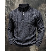 Χαμηλού Κόστους ανδρικό πουλόβερ πουλόβερ-Ανδρικά Πουλόβερ Πουλόβερ Quarter Zip Πλεκτό πουλόβερ Πλεκτό Πουλόβερ Κοτλέ Πλέκω Κανονικά μπλουζάκια Πλεκτό Σκέτο Τρίμηνο φερμουάρ Μοντέρνα Κομψό στυλ street Causal Καθημερινά Ρούχα Ρούχα