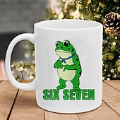 お買い得  マグカップ＆カップ-6 7 フロッグのミームマグカップ、面白いギフトマグ、トレンドコーヒーカップ、6 7 のハンドサインを掲げるかわいいカエル、10代男性女性向けのトレンディなミームギフト