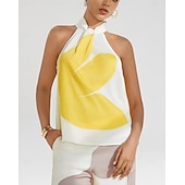 Χαμηλού Κόστους Γραφικό Τανκ-Γυναικεία Φλοράλ Διακοπές Καθημερινά Ρούχα Καθημερινά Αμάνικο Λευκό Άνθινο Στυλ Αμάνικο Λαιμός Καλοκαίρι