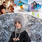  1-teiliges, gestricktes, mit Fleece gefüttertes Set aus Schal, Maske und Mütze (3-in-1), Winter-Gesichtsmaske 2026, Strickmützen, Kapuzenschal, Skimasken