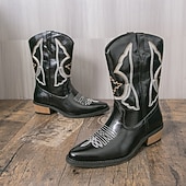 billiga Cowboy &amp; Western Boots-Vita herrstövlar i westernstil, äkta läder, cowboyinspirerad design, perfekta för utomhusevenemang, westernkläder