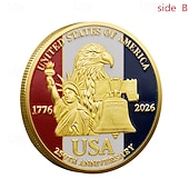  250周年記念コイン - 黄金のアメリカンフラッグ＆リバティベルデザインコレクティブルコイン、展示用の耐久性金属記念コイン、コレクターの愛国心セミクインテセンニアル