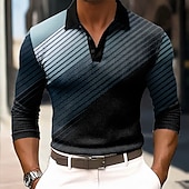 halpa Miesten geometrinen poolo-Miesten Geometrinen Vohveli poolopaidat Pitkähihainen Poolopaidat Kauluspaidat Business Casual liiketoiminta Käytä töihin Arki-asut Napit Kevät Syksy Talvi Sininen Purppura Apila