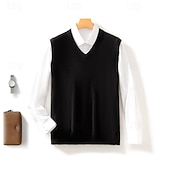 cheap Men's Wool Sweater-Men's Premium Pure Wool Cashmere V Neck Sweater Vest Classic Knit Pullover Jumper Soft Warm Breathable