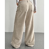 economico gamba larga e vita alta-Per donna Culotte Gamba Larga Chinos Streetwear Casual Lunghezza intera Vita media Semplice Tasca Elastico in vita Confortevole Inelastico Quotidiano All'aperto Vacanza Aalbicocca Grigio Blu marina