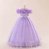 halpa Juhlamekot-Lapset Tyttöjen Mekko Juhlamekko Yhtenäinen väri Hihaton Muodollinen Suoritus Erikoistilaisuus Pitsi Silmukka Muoti Päivittäin Prinsessa Polyesteri Maxi Juhlamekko Kellomekko Tyllimekko Kesä Kevät 4