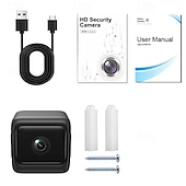 abordables Cámaras de red IP de interiores-Sistema de vigilancia para exteriores con cámara inteligente HD de visión nocturna y control por aplicación. &amp;Almacenamiento en la nube SD (tarjeta no incluida): para niñera/monitoreo de cámara,