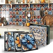 Χαμηλού Κόστους Αυτοκόλλητα πλακιδίων-12 τεμάχια αυτοκόλλητα πλακιδίων τοίχου 3d peel stick 6x6 in, παχύ μωσαϊκό κρυστάλλου αφρού pe, αδιάβροχο backsplash για κουζίνα, μπάνιο &amp;διακόσμηση σπιτιού, μεταλλικό κουτί δώρου με πάνελ τοίχου