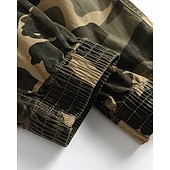 baratos Calças Cargo-Men's Cargo Pants Trousers Drawstring Elastic Waist Multi Pocket Camo Windproof Wearable Daily Outdoor Camping &amp; Hiking Streetwear Stylish ArmyGreen Khaki Micro-elastic