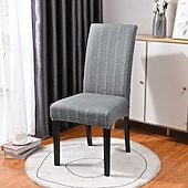 economico Fodera per sedia da pranzo-Coprisedia elasticizzati in jacquard tinta unita, coprisedia da pranzo con schienale alto, design a trecce testurizzate, protezione elastica per la sedia, per la casa, la cucina, l&#039;hotel e la