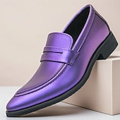economico Mocassini-mocassini slip-on da uomo in vernice viola dal design elegante: calzature eleganti per feste, matrimoni ed eventi alla moda