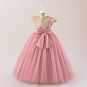 abordables Robes de fête-Enfants Fille Robe Robe de Soirée Couleur Unie Sans manches Formel Performance Occasion Spéciale Noeud de cravate Mode Quotidien Princesse Polyester Maxi Robe de Soirée Robe évasée Robe en Tulle Ét