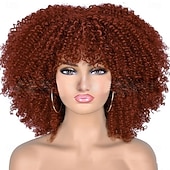 baratos Perucas de Carnaval-Peruca de Carnaval 2026 Loiro Vermelho Preta Afro Afro Kinky Curto Peruca sintética para festivais Mardi Gras Parada Cabelo para fantasia de cosplay para Feminino